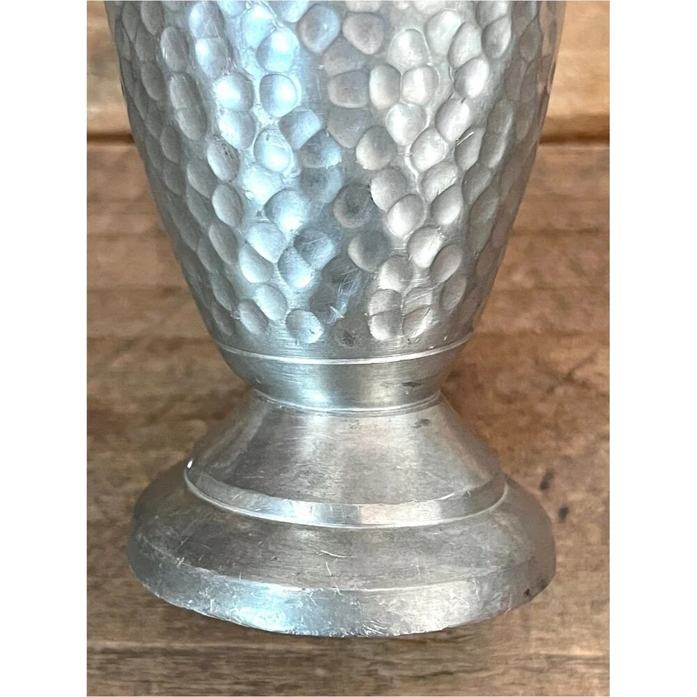 Vintage Heavy TKF Handmade Indonesia Hammered Pewter Ewer Pitcher